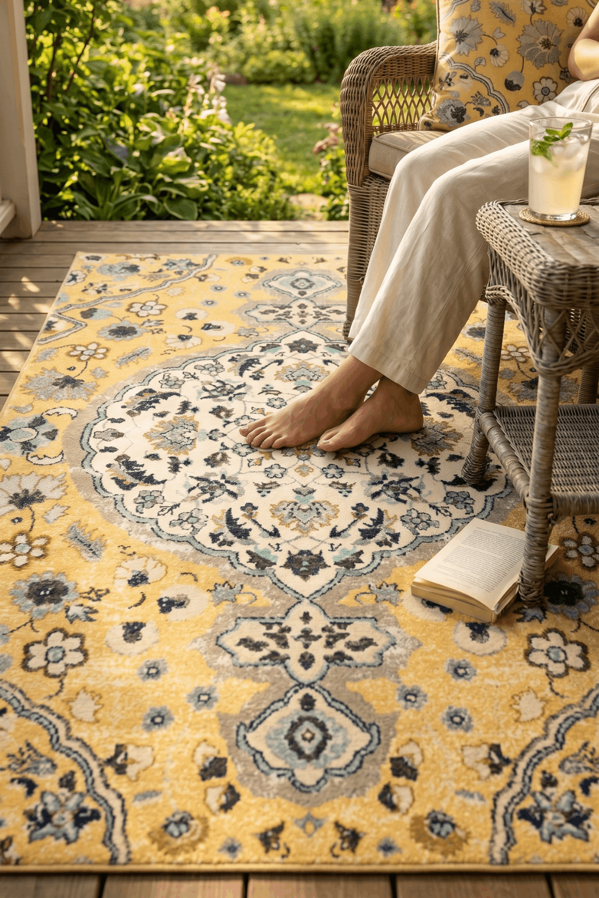 Washable Printed Chos Carpet - Elegant Botanical Heritage