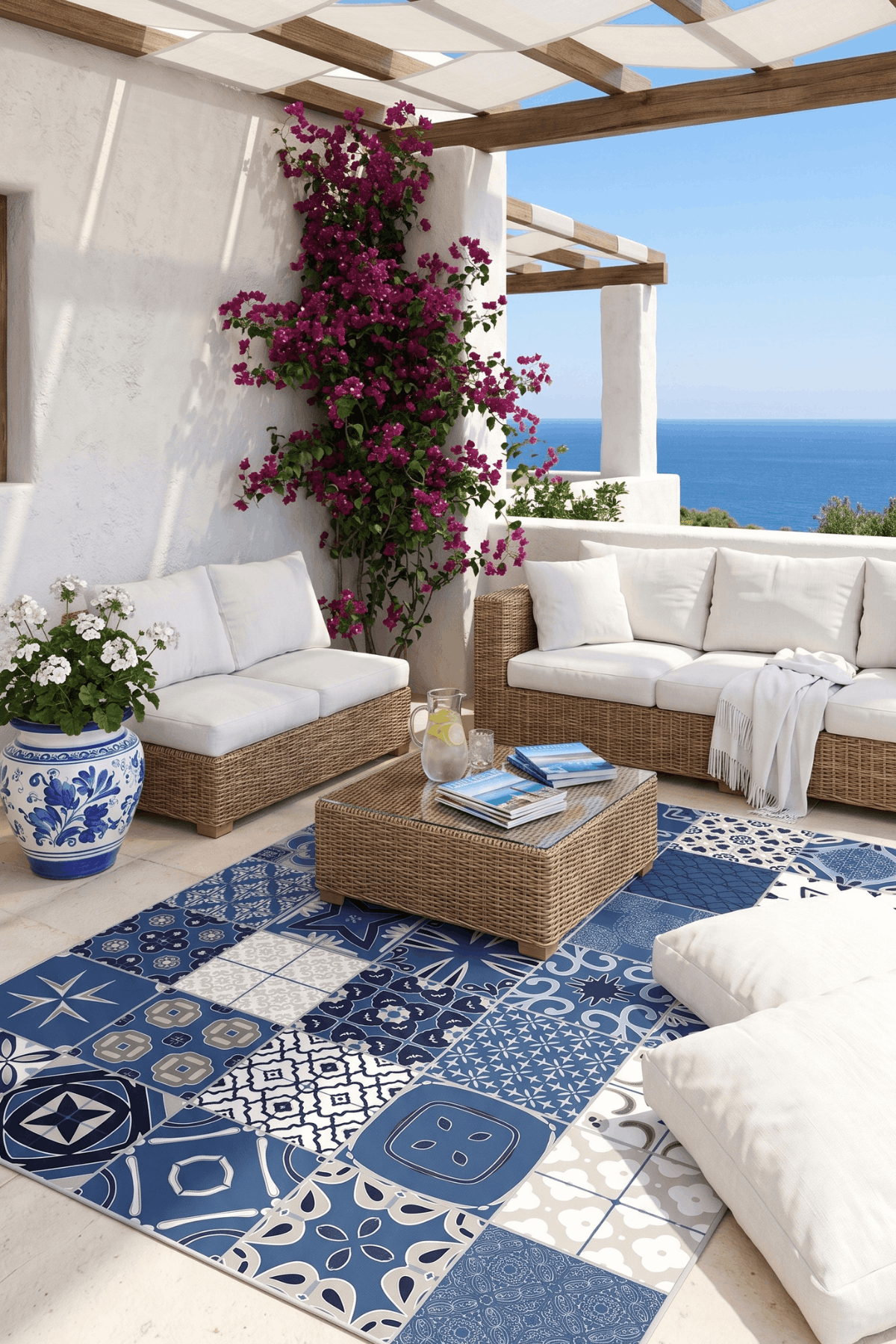 Washable Printed Livera Rug - Mediterranean Patchwork Style
