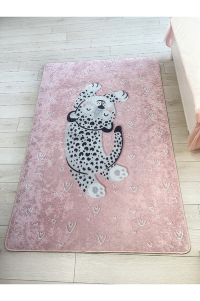 Animals Patterned Washable Kids Baby Rug - Pink
