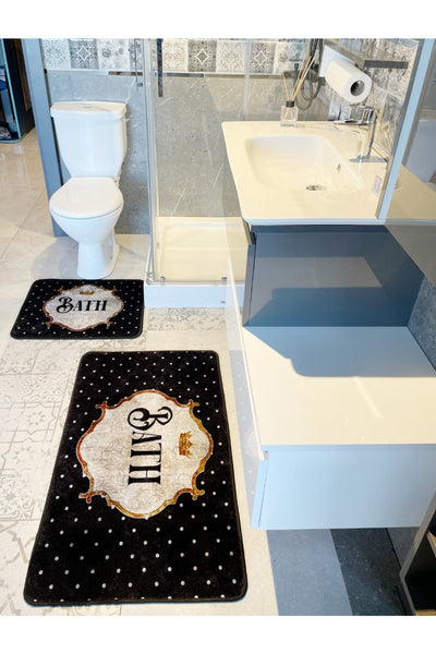 Bath Slogan Polka Dot Single Bathroom Mat (Size 80x120)
