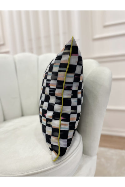 Checkered Soft Fabric Piped Edge Cushion Cover (45x45)