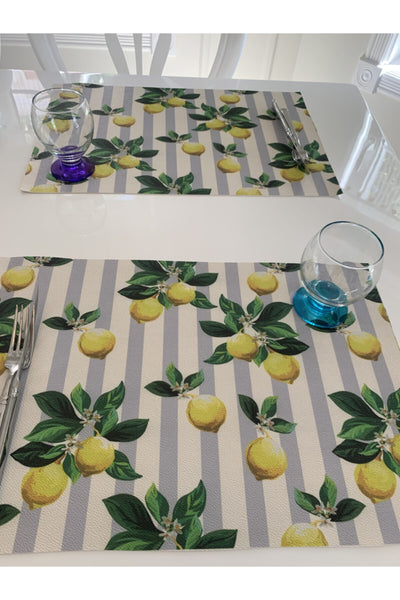 Set of 6 Grape Lemon Print Placemats - Style 14