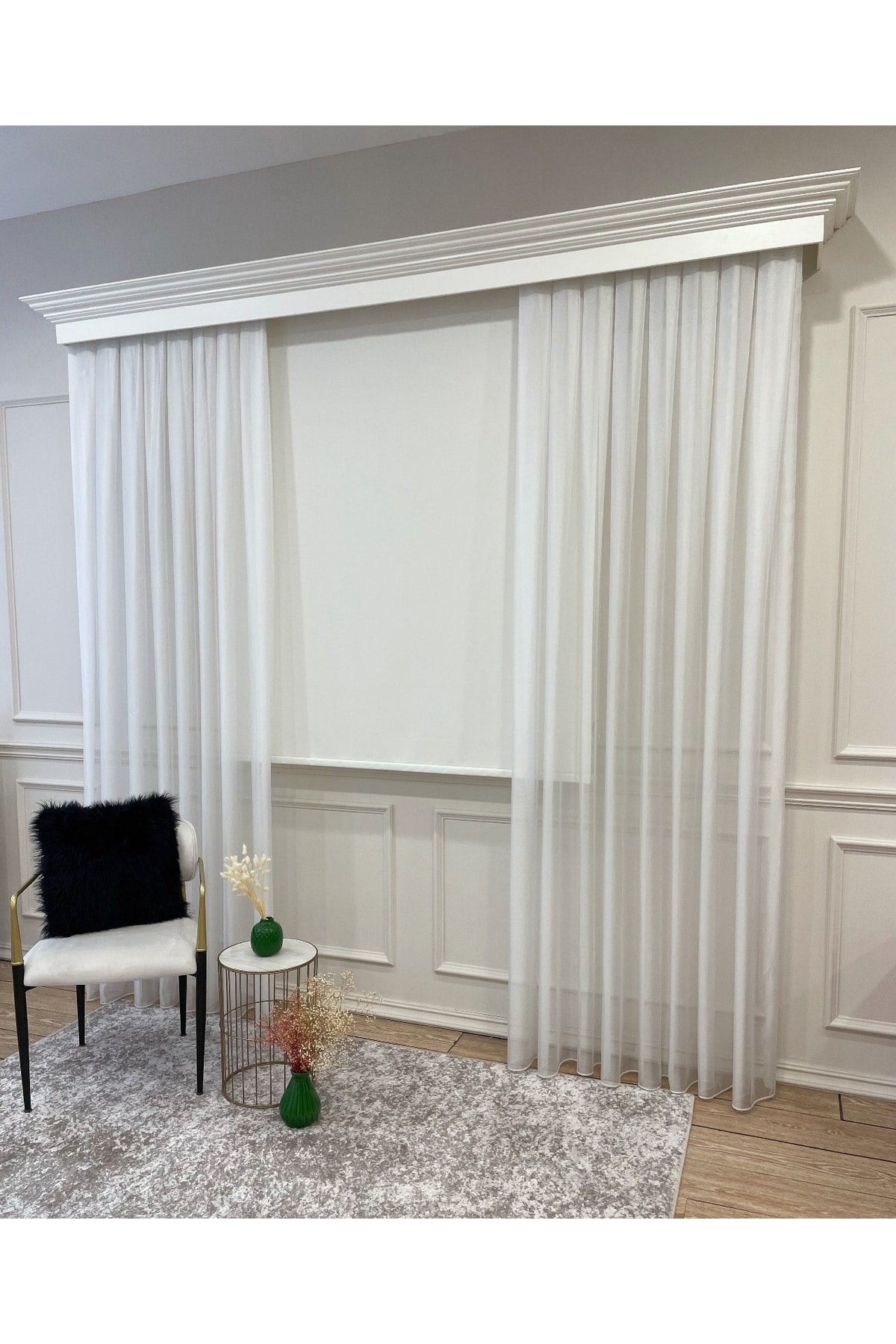 Cream Color Linen-Look Thick Fabric Roller Shade Modern Curtain