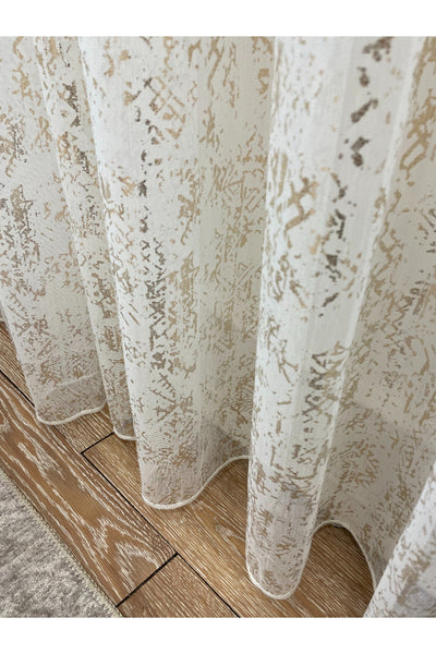 Modern Gold Foil 1/2.5 Pleat - Gold Foiled Sheer Curtain