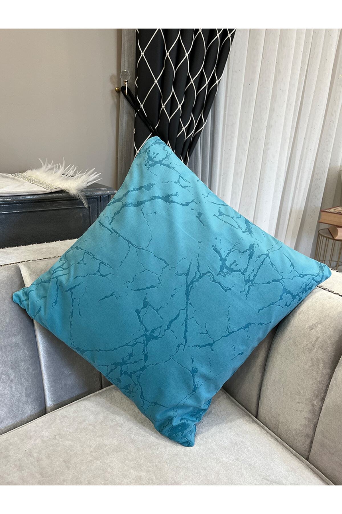 Set of 2 Velvet Throw Pillow Covers Ecru-Silver Foil (45X45)