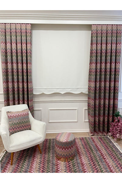 Imported Heavy-Weight Fabric Roller Blind with Scalloped Hem - Ecru Cream