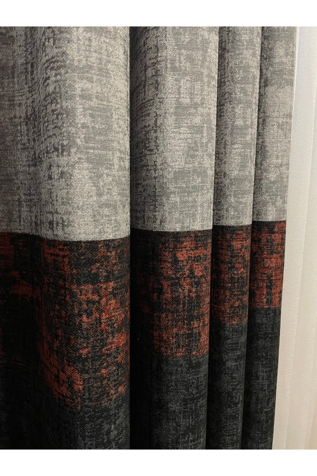 Linen Base Modern Striped Pattern 1/2.50 Pleated Blackout Curtain