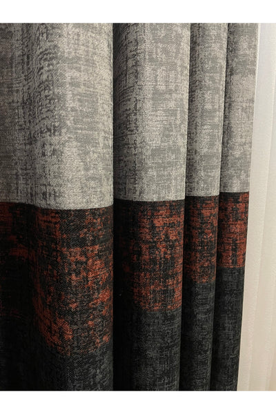 Linen Base Modern Striped Pattern 1/2.50 Pleated Blackout Curtain