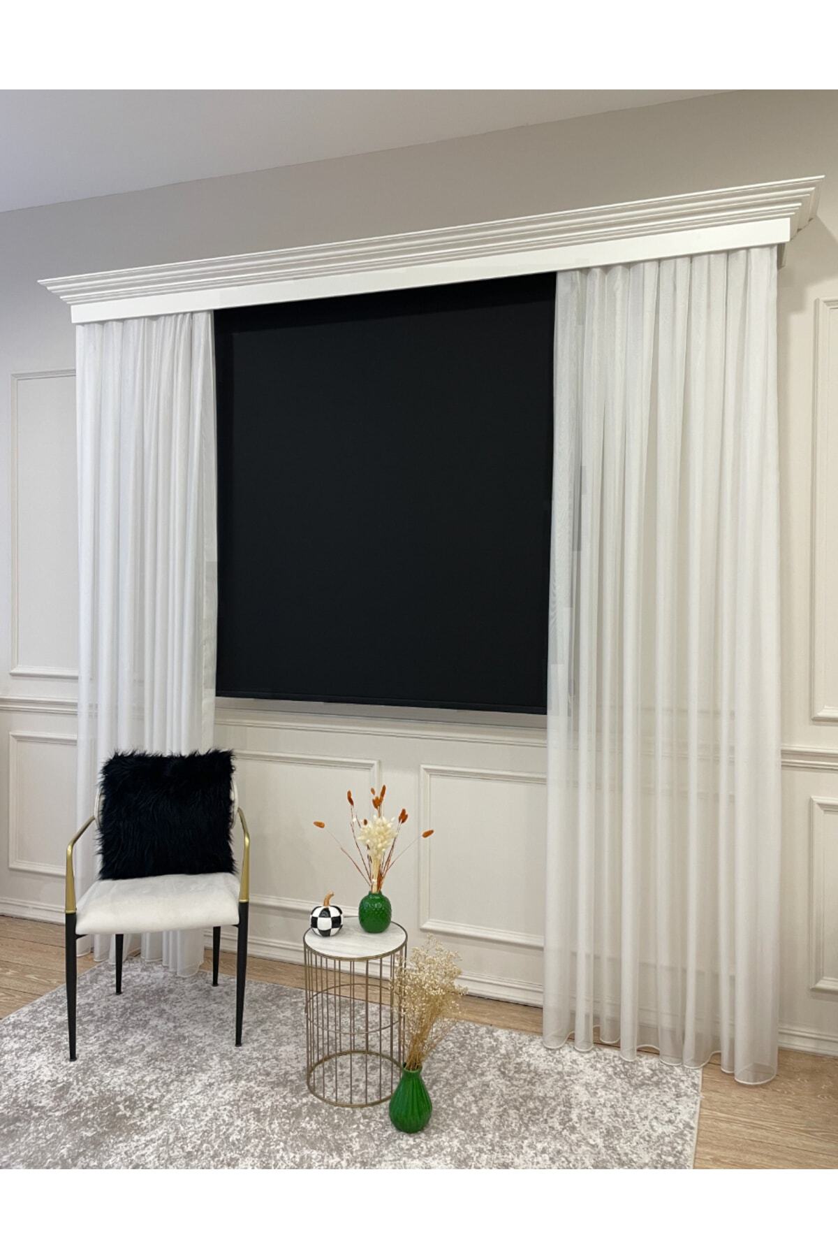 Cream Color Linen-Look Thick Fabric Roller Shade Modern Curtain