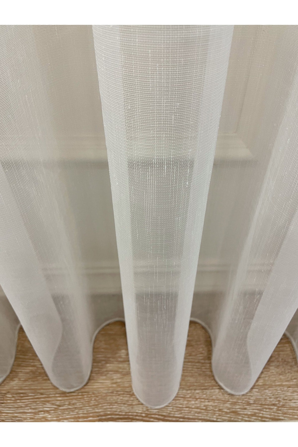 Linen-Look 1/2.5 Regular Pleated - Ecru Cream Sheer Curtain