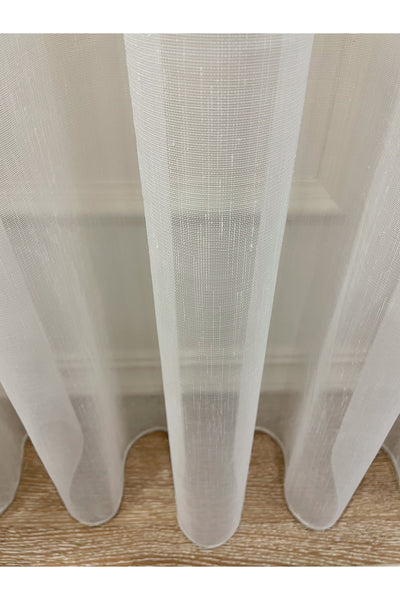 Linen-Look 1/2.5 Regular Pleated - Ecru Cream Sheer Curtain