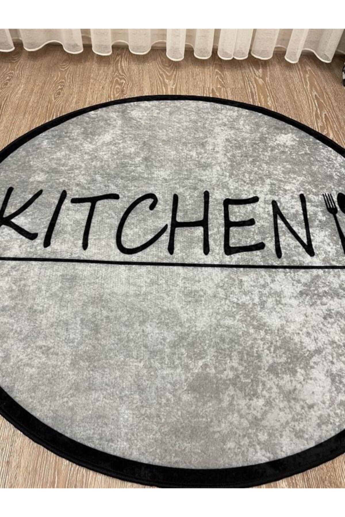 Latex Leather Base Fringed Kitchen Rug