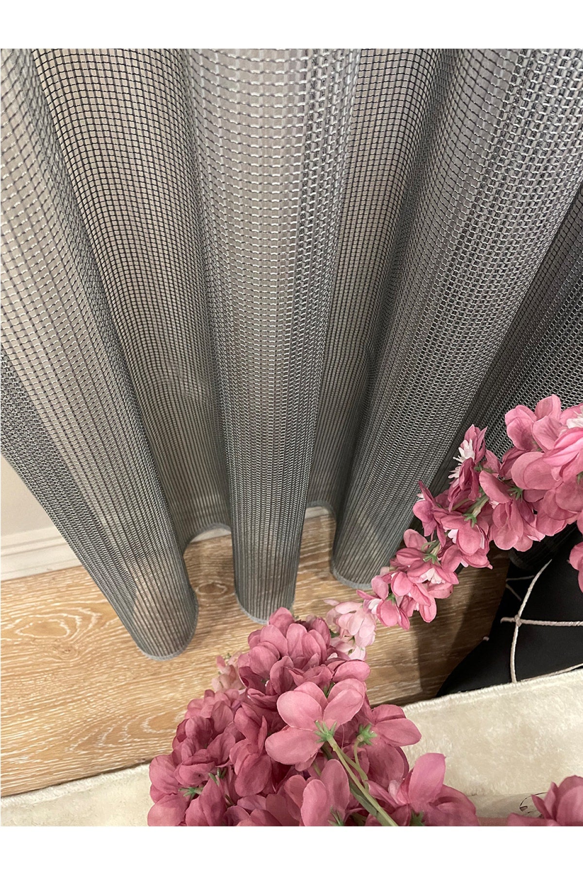 Modern Textured Knit 1/2.5 Pleat - Light Gray Sheer Curtain