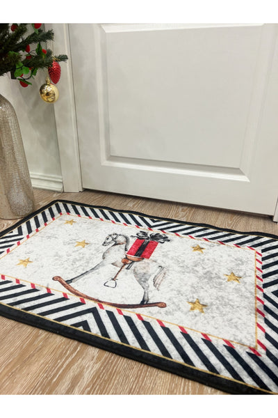Present Christmas Latex Base Door Mat (size 60x90) Gray-Black