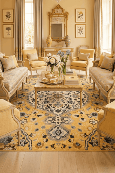 Washable Printed Chos Carpet - Elegant Botanical Heritage