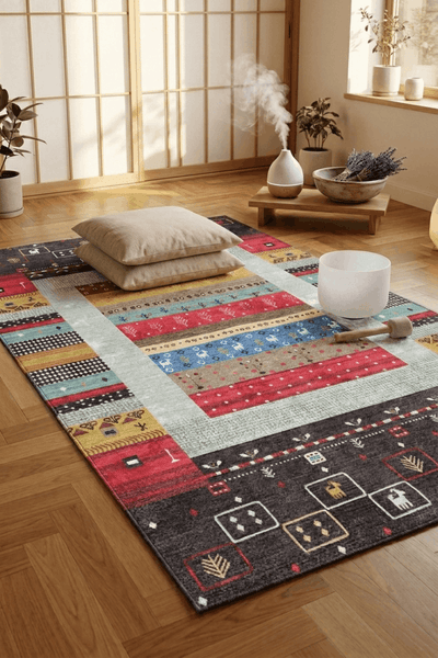 Washable Printed Minora Rug - Traditional Medallion Style