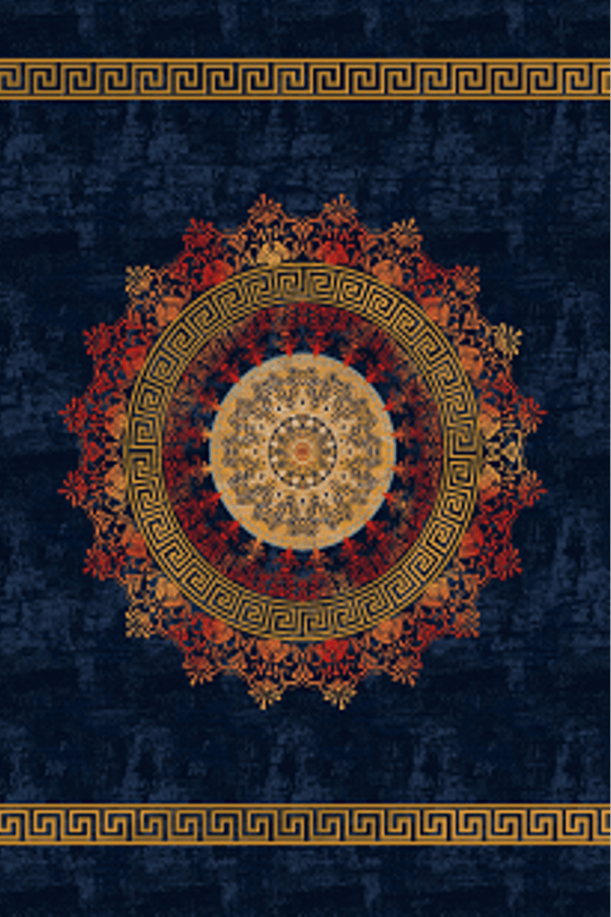 Washable Printed Wone Rug - Ancient Greek Key Mandala
