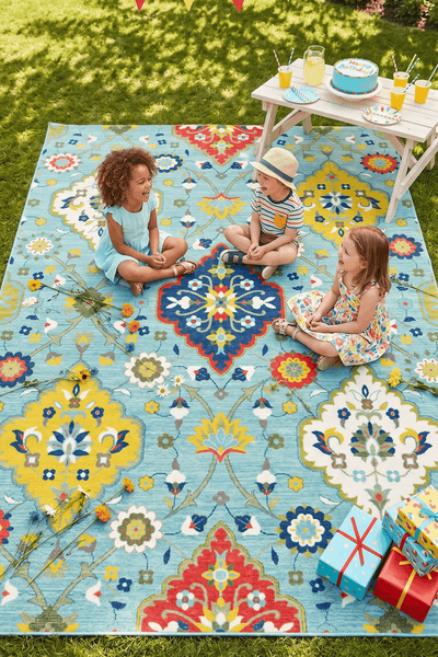 Washable Printed Paletta Rug - Boho Floral Medallion