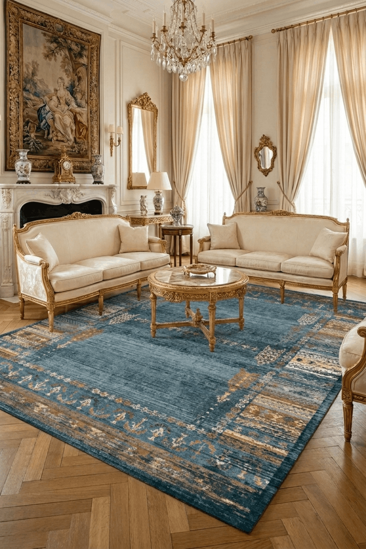 Washable Printed Matilda Rug - Vintage Distressed Style
