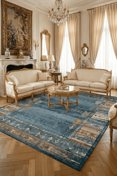 Washable Printed Matilda Rug - Vintage Distressed Style