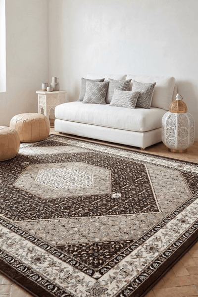 Washable Printed Azem Rug - Ornate Heritage Style