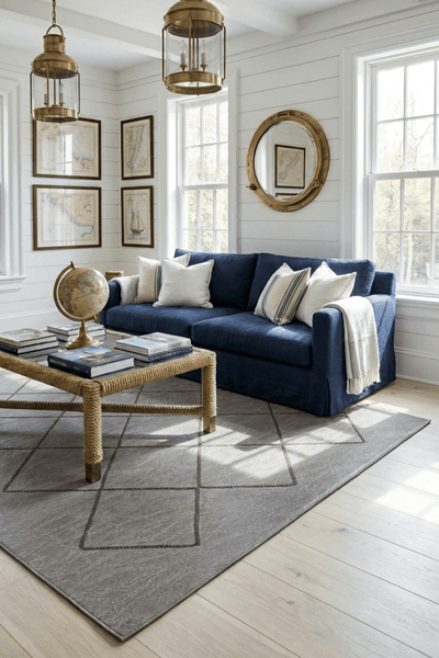 Washable Printed Feray Rug - Modern Diamond Lattice