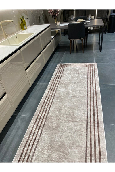 Geometric Gradient Chenille-Look Latex Non-Slip Base Stain-Resistant Fringeless Rug - Navy/Gray