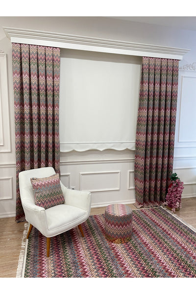 Imported Heavy-Weight Fabric Roller Blind with Scalloped Hem - Ecru Cream