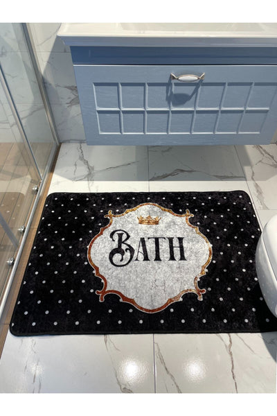 Bath Slogan Polka Dot Single Bathroom Mat (Size 80x120)