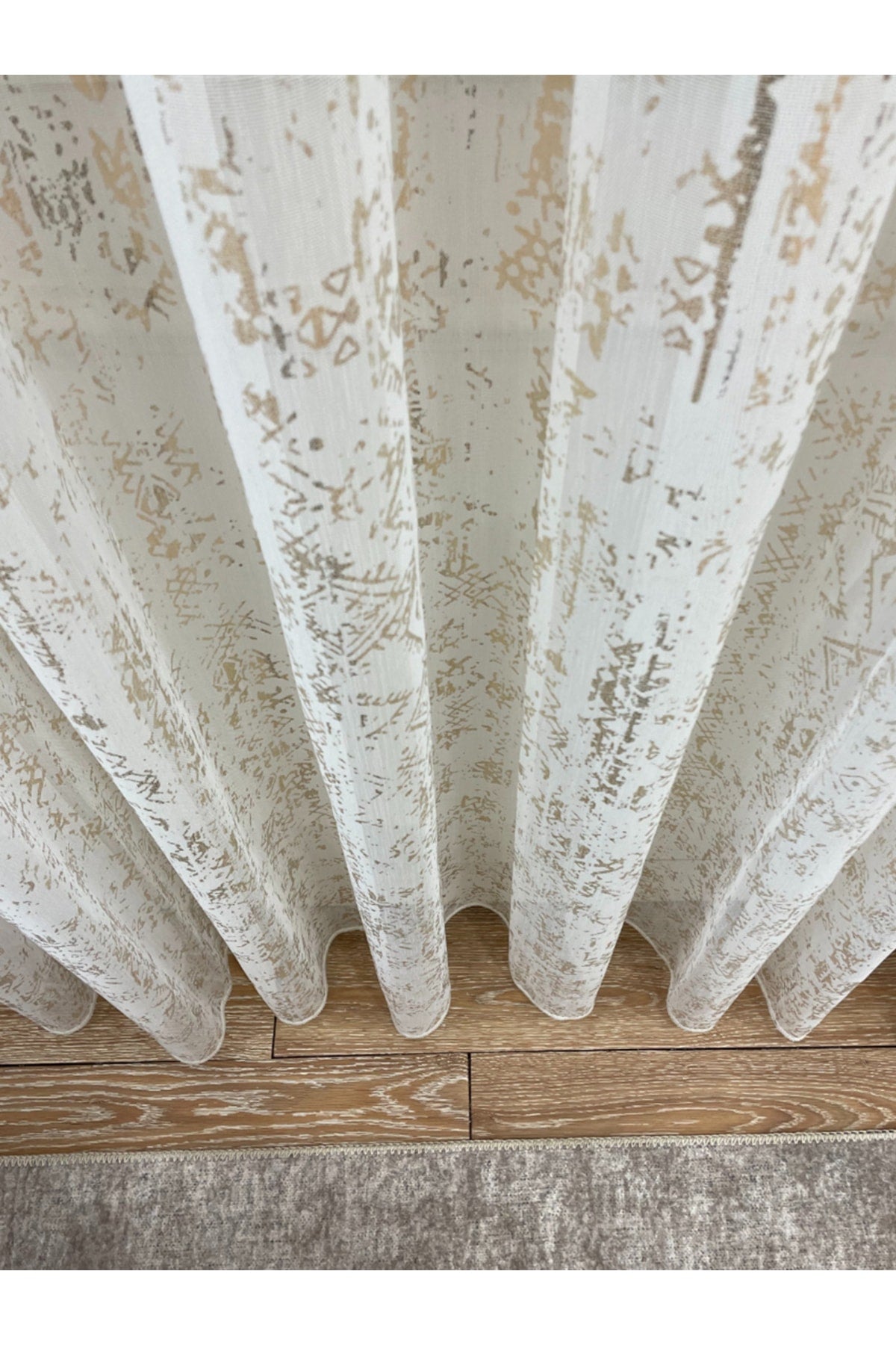 Modern Gold Foil 1/2.5 Pleat - Gold Foiled Sheer Curtain