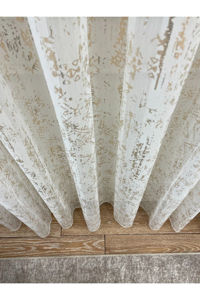 Modern Gold Foil 1/2.5 Pleat - Gold Foiled Sheer Curtain