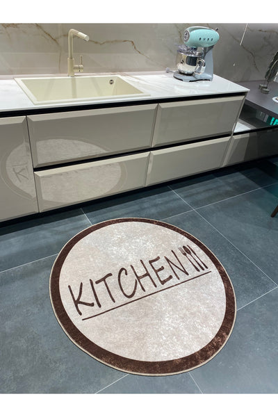 Latex Leather Base Fringed Kitchen Rug