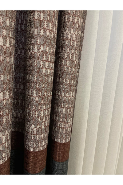 Keten Zemin Batik Desen 1/2,50 Pile Fon Perde - Antrasit Gri