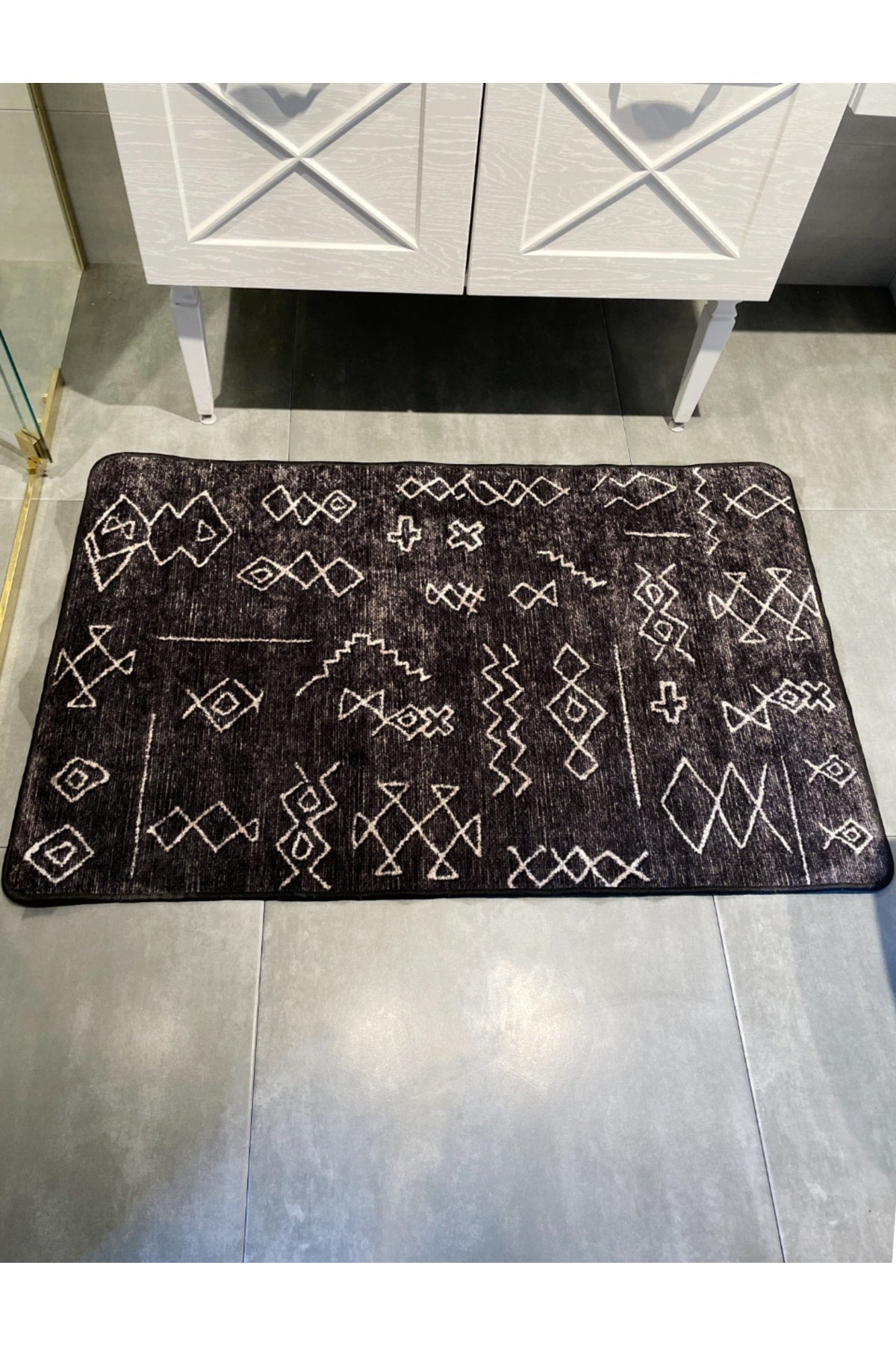 Ethnic Pattern Single Bath Mat - Beige (70x160)