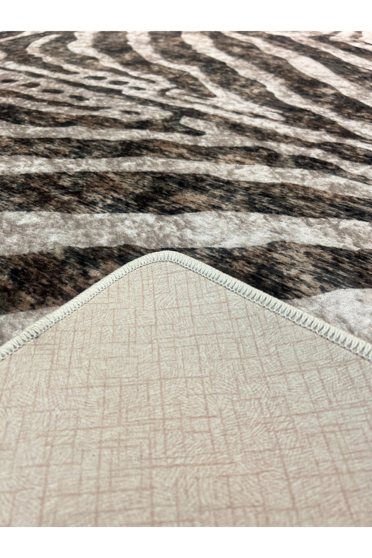 Zebra Print Round Black - Gray Decorative Rug