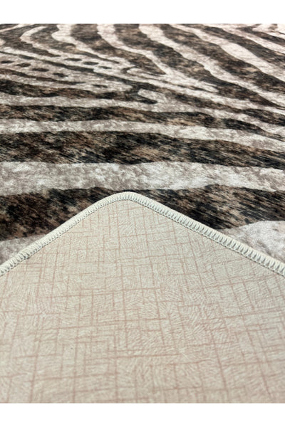 Zebra Print Round Black - Gray Decorative Rug