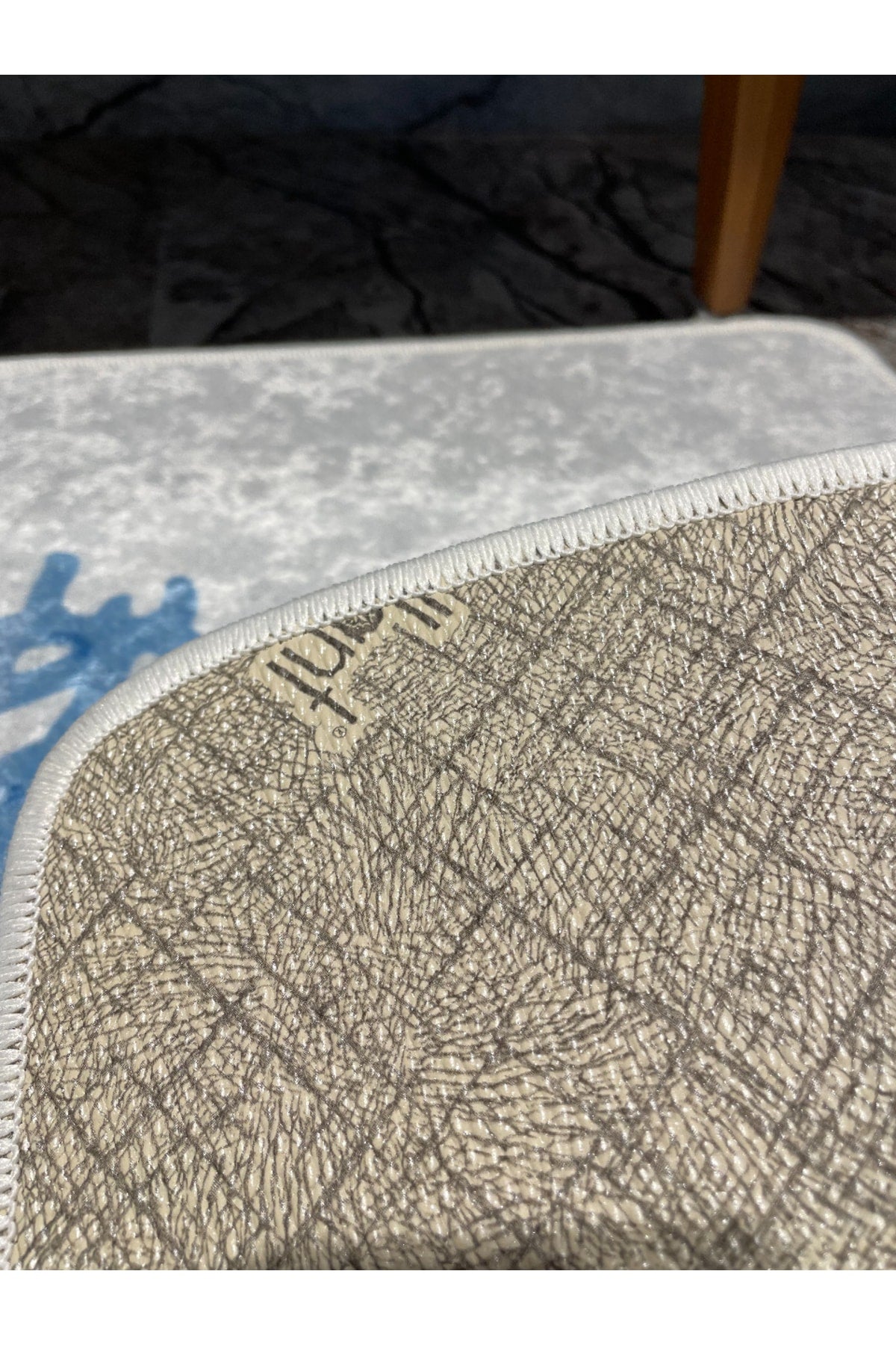 Mercan 2-Piece Latex Base Bathroom Mat Set (60x100 - 60x50) NAVY BLUE