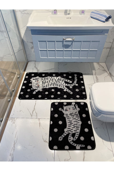 Cat Polka Dot Bathroom Mat Single Piece (Size 60x100)