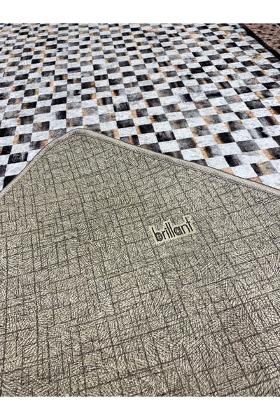 Robert Diamond Pattern Stain-Resistant Kitchen Runner Rug - Brown