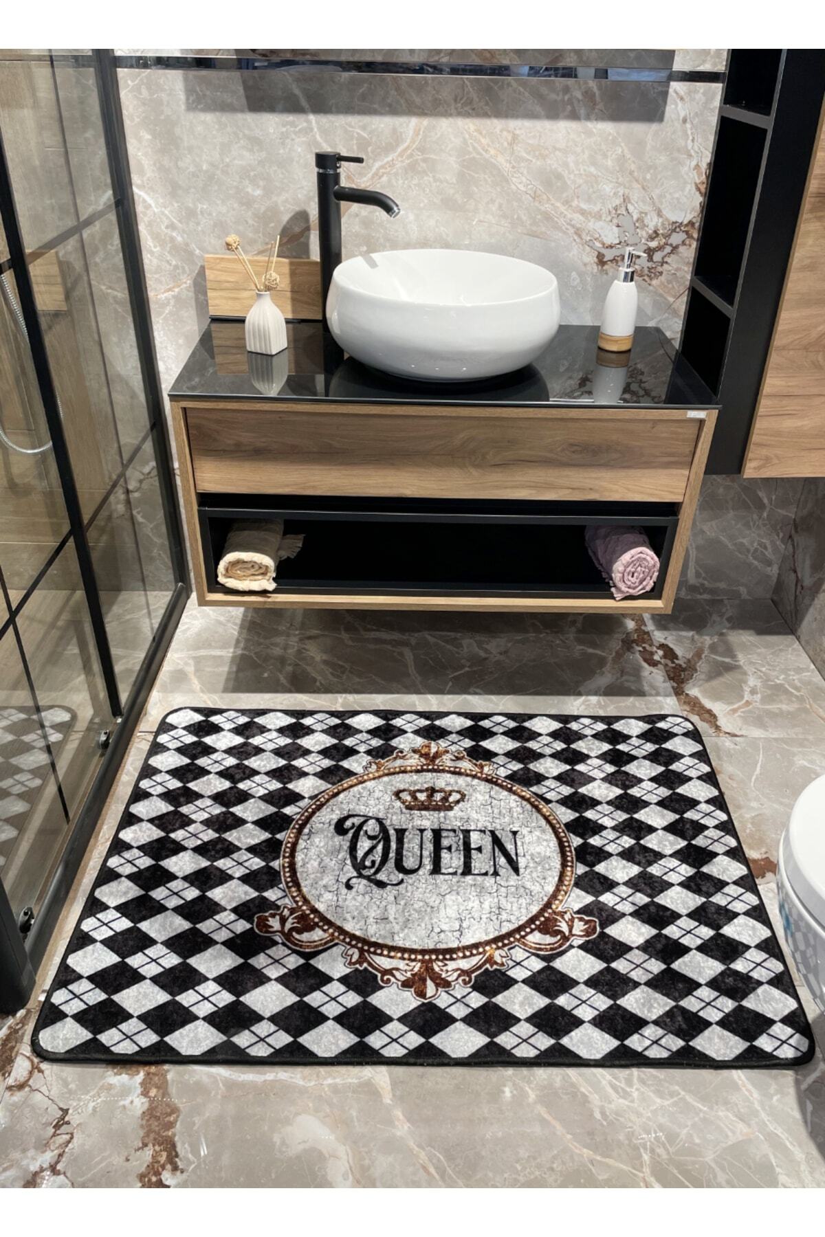 Queen Slogan Single Bathroom Mat Gray (size 80x120)