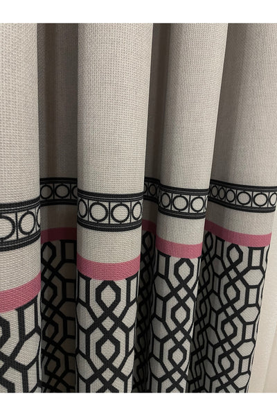 Keten Zemin Modern Geometrik Desenli 1/2,50 Pile Fon Perde