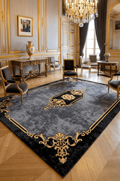 Washable Printed Climaris Carpet - Elegant Antique Scrollwork
