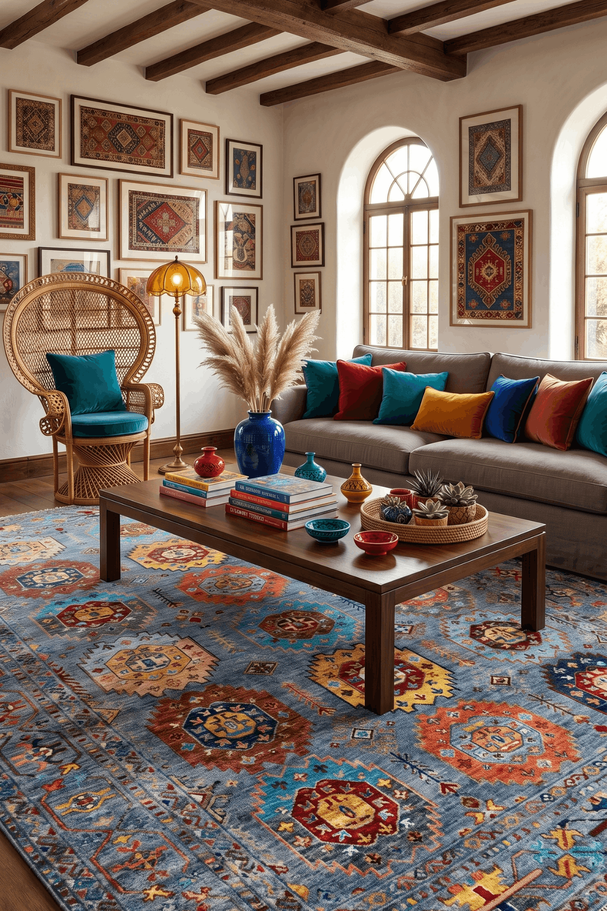 Washable Printed Bled Rug - Southwestern Geometric Style