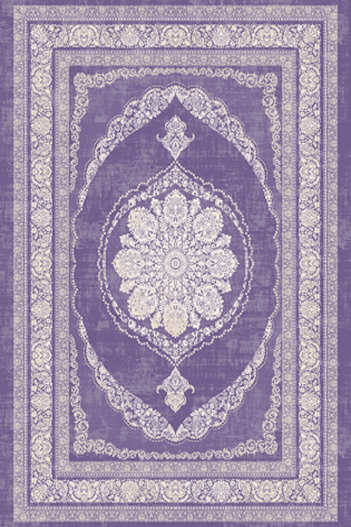 Washable Printed Mist Rug - Classic Medallion Style