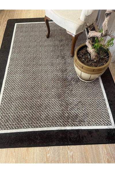 Jute Sisal Bordered Look Decorative Rug - Brown
