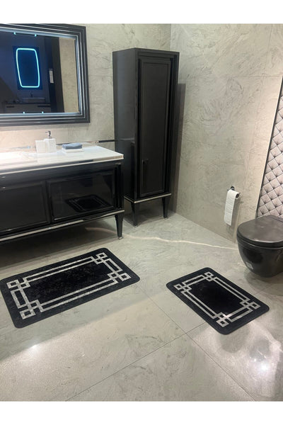 Latex Base (60X100 - 60X50) Double Bath Mat Set - MINK BROWN