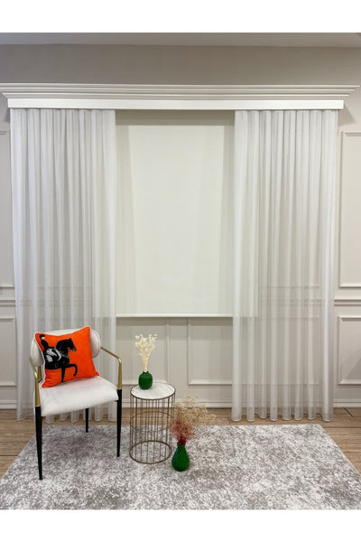 Cream Color Linen-Look Thick Fabric Roller Shade Modern Curtain