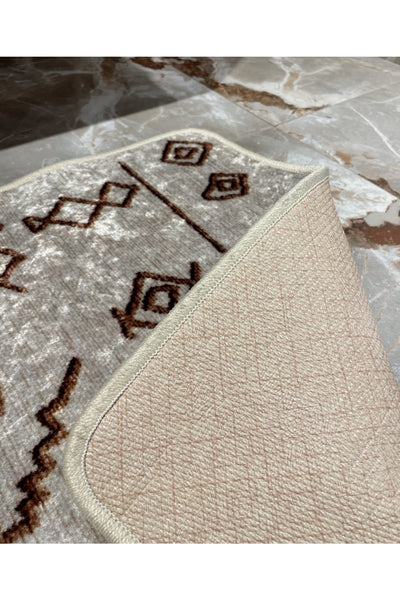 Ethnic Pattern Single Bath Mat - Beige (70x160)