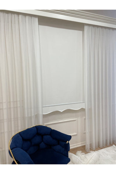 Solid White Roller Shade with Scalloped Hem (Aluminum Casing)