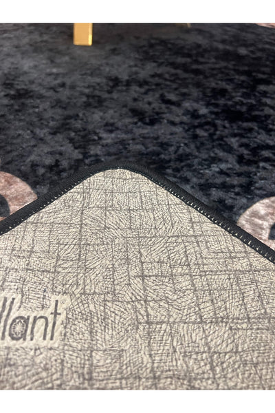 Chain Patterned Gray - Black Decorative Rug